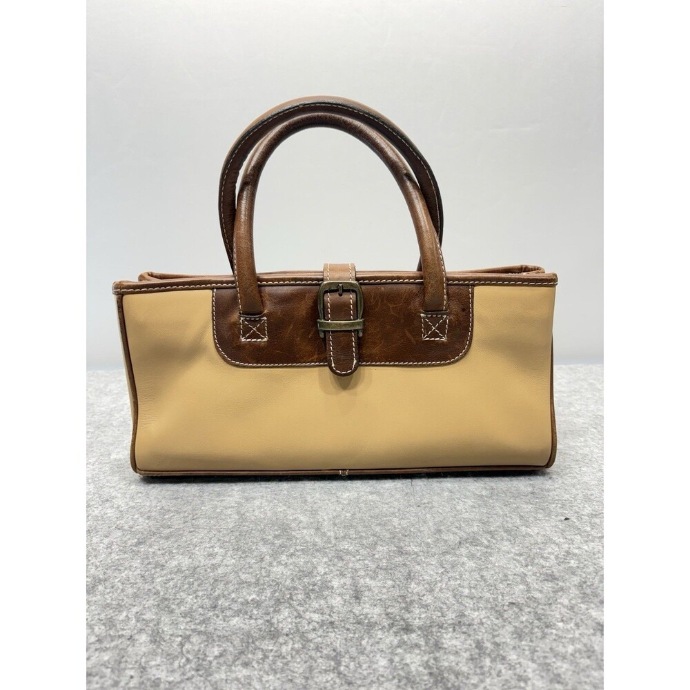 Latico NJ USA Leather Two Tone Satchel Handbag Buckle Y2K Brown Classic vintage